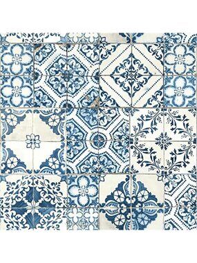 Blue Peel And Stick Wallpaper Mediterranean Tile Removable Vinyl Wall Decor